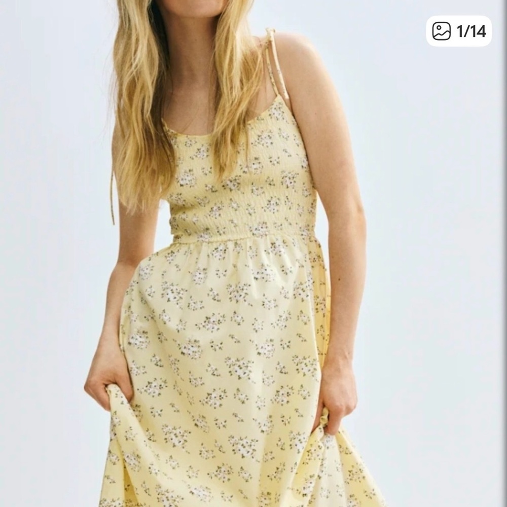 H&M Divided Yellow Floral Smocked Sundress
